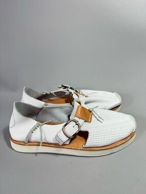 Satorisan Benirras Microperforated White Leather Perforated Marine Shoes NWT